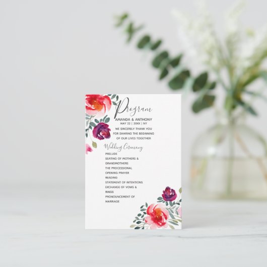 繊細な手作りの水彩画フローラエンクロージャカード エンクロージャーカード (スタンド正面)