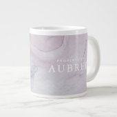 繊細な抽象的な紫のプリント写真付き ジャンボコーヒーマグカップ (正面右)