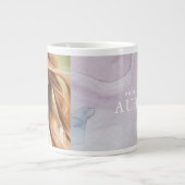 繊細な抽象的な紫のプリント写真付き ジャンボコーヒーマグカップ (正面)