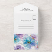 繊細な明るい半透明の青のフローラ結婚ズ オールインワン招待状 (外側)