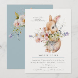 繊細な春のベイビーバニー花束 招待状