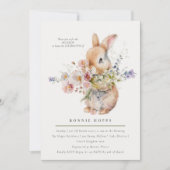 繊細な春のベイビーバニー花束 招待状 (正面)
