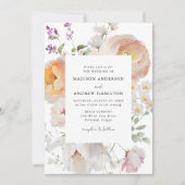 繊細な春の花のウェディング 招待状 (正面)