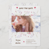 繊細な春の野生の花のウェディング・セーブ・ザ・デート 招待状 (正面/裏面)