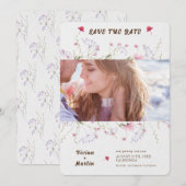 繊細な春の野生の花の結婚式 Save The Date 招待状 (正面/裏面)
