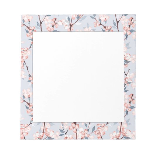 繊細な春桜花の模様 ノートパッド (正面)