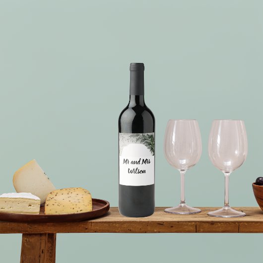 繊細な春葉の結婚ワインラベル ワインラベル