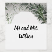 繊細な春葉の結婚ワインラベル ワインラベル (シングルラベル)