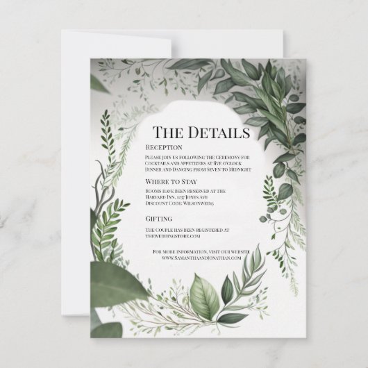 繊細な春葉詳細 招待状 (正面)