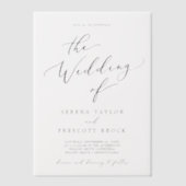 繊細な書シンプル道モダンクラシックの結婚 ベラム紙招待状 (正面)