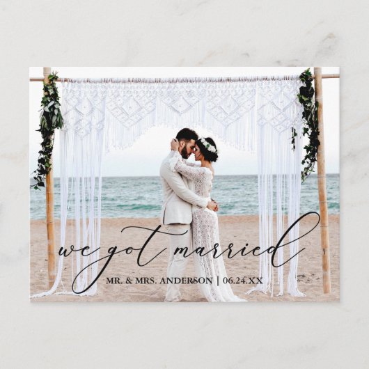 繊細な書得跡結婚した ポストカード (正面)