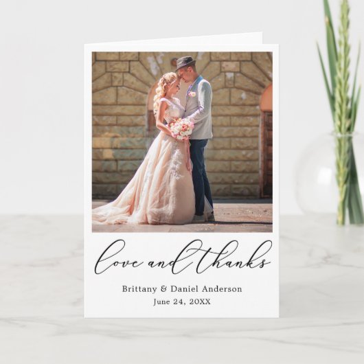 繊細な書感謝してい道の結婚愛と折り サンキューカード (正面)