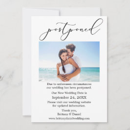 繊細な書結婚道の延期された写真カード セーブザデート