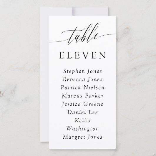 繊細な書道のテーブル番号ゲスト名 (裏面)
