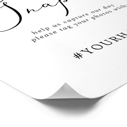 繊細な書道オ結婚スナップのハッシュタグ記号 ポスター (角)