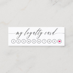 繊細な書道ピンクのハートロイヤリティカード ロイヤリティカード