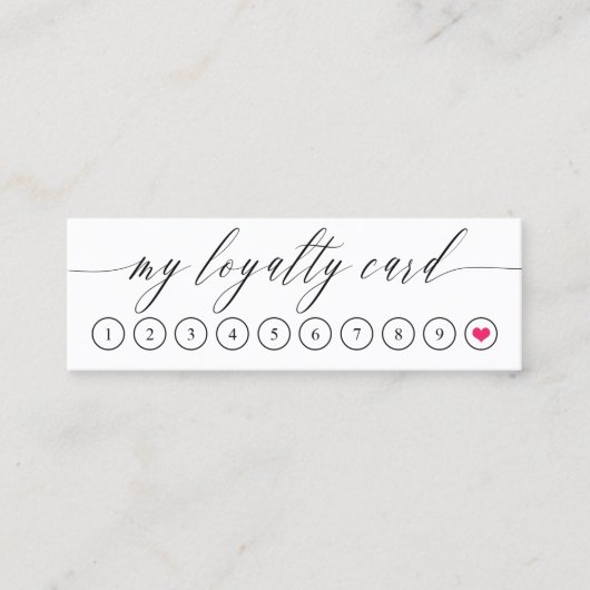 繊細な書道ピンクのハートロイヤリティカード ロイヤリティカード (正面)