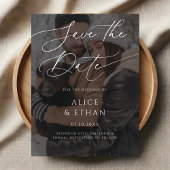 繊細な書道フォトウェディング日付を保存 インビテーションポストカード