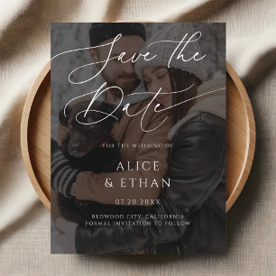 繊細な書道フォトウェディング日付を保存 インビテーションポストカード