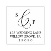 繊細な書道モノグラ結婚ムの セルフインキングスタンプ (デザイン)