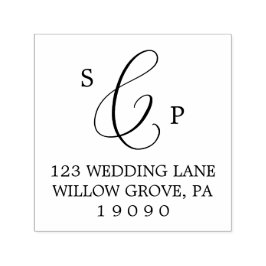 繊細な書道モノグラ結婚ムの セルフインキングスタンプ