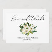 繊細な書道ラブグ感謝していリーフローラ サンキューカード (正面/裏面)