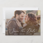 繊細な書道水平ダークフォトオーバーレイ セーブザデート (正面)