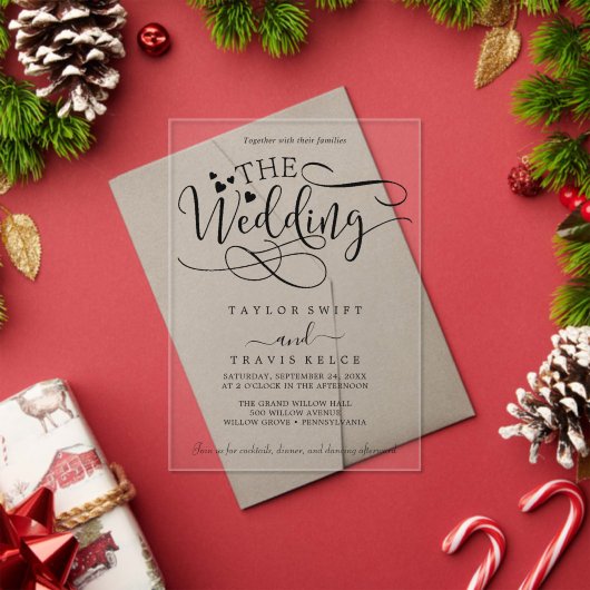 繊細な書道白いアクリルの結婚式の招待 アクリル招待状 (インサイチュ (クリスマス))