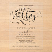 繊細な書道白いアクリルの結婚式の招待 アクリル招待状 (正面)