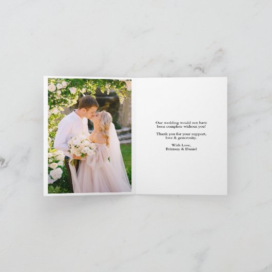 繊細な書道2結婚枚の写真オーバーレイノート サンキューカード (内部)