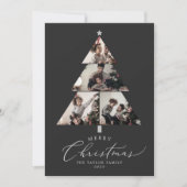 繊細な木炭メリークリスマスツリー写真ホリド シーズンカード (正面)
