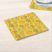 繊細な枝と蕾の花模様 スクエアペーパーコースター (アングル)