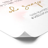 繊細な柔らかいパステルピンクのバラの金ゴールドああスナップサイン ポスター (角)