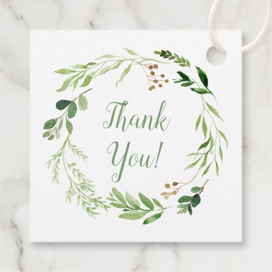 繊細な柔らかい緑の葉のリース最初の聖餐会 フェイバータグ (裏面)