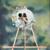 繊細な柔らかい青の花の花輪の結婚式へようこそ アクリルサイン (ニュートラル)