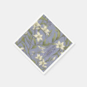 繊細な柳の枝と花 スタンダードカクテルナプキン (角)