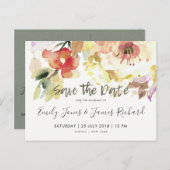 繊細な桃のピンクの水色フローラ日付を保存 案内ポストカード (正面/裏面)