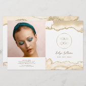 繊細な桃の重ね書きパンフレット (正面/裏面)