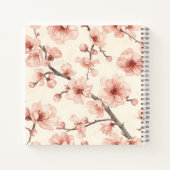 繊細な桜の花のシームレスな花柄 ノートブック (裏面)