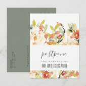 繊細な桜色の花のウェディング 延期のお知らせ 案内ポストカード (正面/裏面)