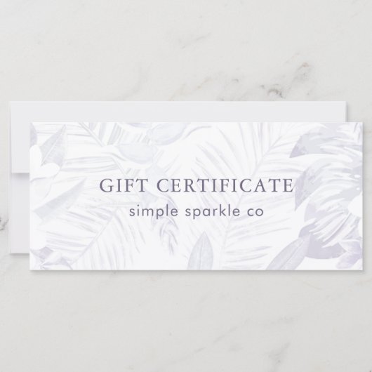 繊細な梅のヤシの葉のプリントギフト券 (正面)