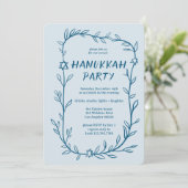 繊細な植物のハヌカパーティーのダビデの星 招待状 (スタンド正面)