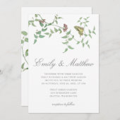 繊細な植物の蝶のウェディングヴィンテージ 招待状 (正面/裏面)