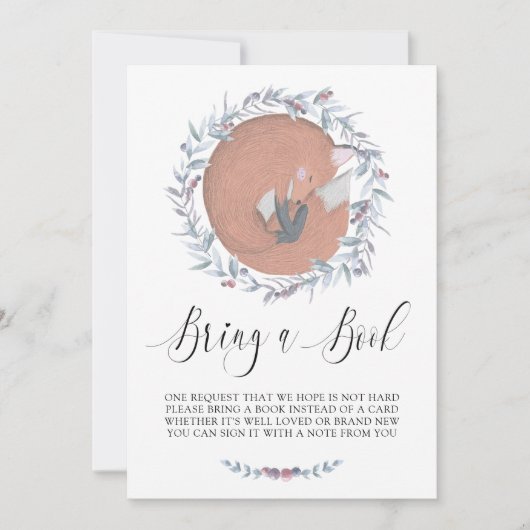 繊細な植物キツネが本を持ってくる 招待状 (正面)