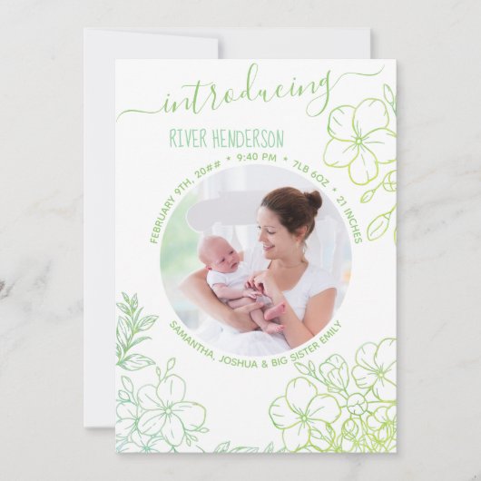 繊細な植物写真誕生 案内状 (正面)