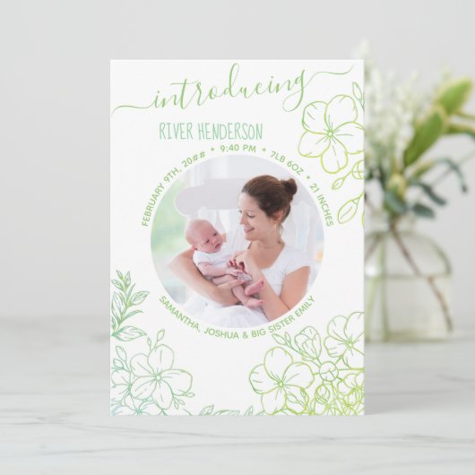 繊細な植物写真誕生 案内状 (スタンド正面)