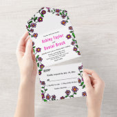 繊細な植物園花のフローラ結婚ズ オールインワン招待状 (貼ってはがせる)