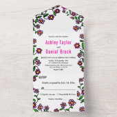 繊細な植物園花のフローラ結婚ズ オールインワン招待状 (内側)