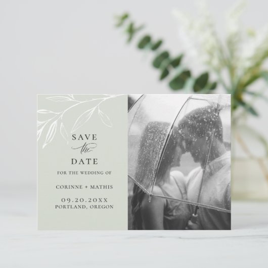 繊細な植物性のインク写真の保存日付 案内状 (スタンド正面)