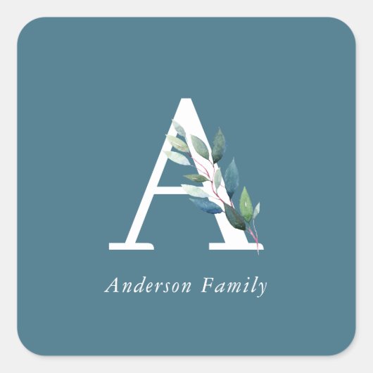 繊細な植物性モノグラム スクエアシール (正面)